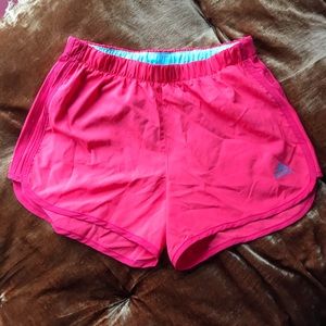 Hot pink adidas running shorts